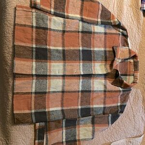Shacket-plaid orange/blacket/cream/brown
